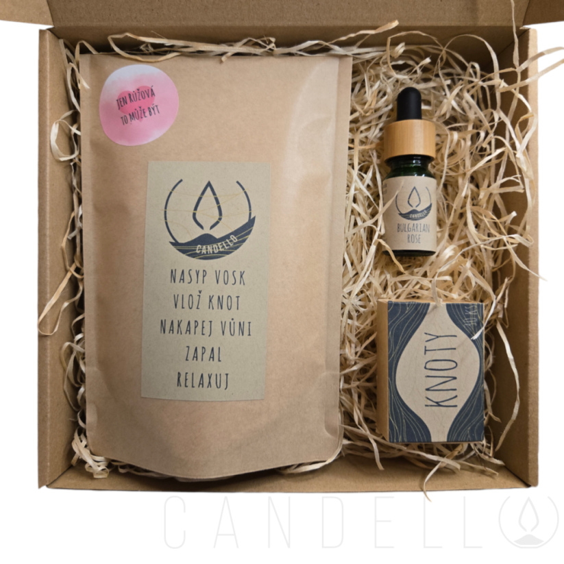 Sypaná svíčka - Růžový dárkový set